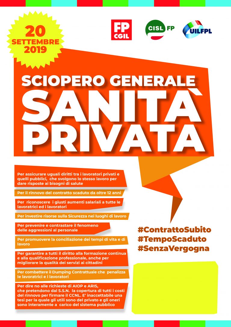 Sanità Privata: Volantino Sciopero 20 Settembre 2019 - FP Cgil Funzione ...